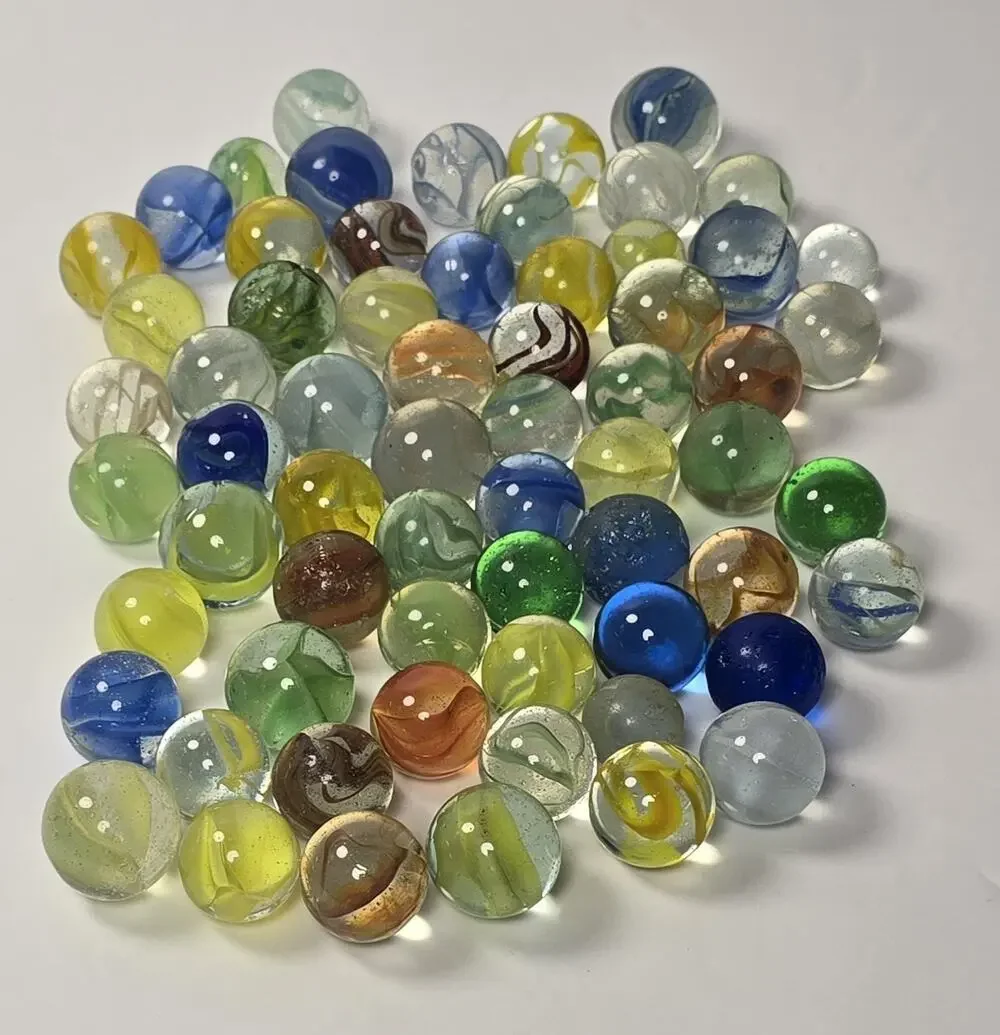 Lot Of 64 Vintage Mid Size Multicolor Glass Marbles